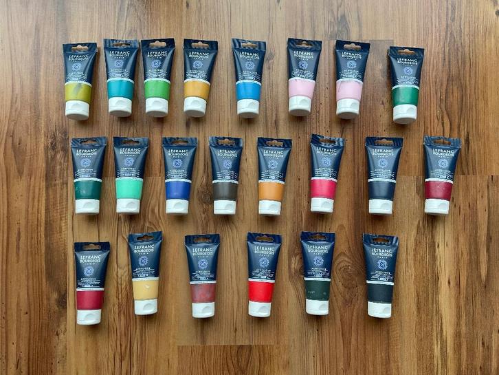 Lefranc bourgeois fine acryl acrylverf 22 tubes 80ml zgan, Hobby en Vrije tijd, Schilderen, Zo goed als nieuw, Acrylverf, Ophalen of Verzenden