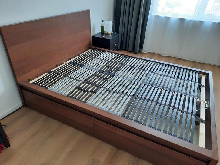 Ikea Malm bed 140x200cm bruin, Huis en Inrichting, Slaapkamer | Bedden, Gebruikt, Tweepersoons, 140 cm, 200 cm, Hout, Bruin, Ophalen