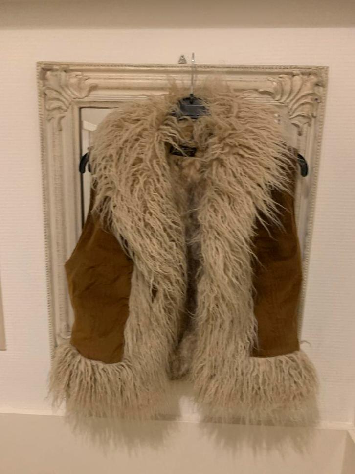 Vintage Gilet met Bontkraag Superdry maat xs/s, Kleding | Dames, Bodywarmers, Zo goed als nieuw, Maat 38/40 (M), Bruin, Ophalen of Verzenden