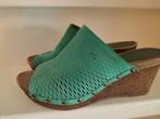 Groene sandalen met houten sleehak - maat 39, merk Gabor, Gabor, Gedragen, Groen, Sandalen of Muiltjes