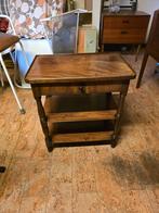 Teak Bijzettafeltje met Lade en Planken, Ophalen, Gebruikt, Klassiek, Rechthoekig