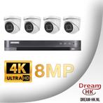 8MP Hikvision HD TVI systeem/4CH DVR + 4x 8MP camera, Audio, Tv en Foto, Videobewaking, Nieuw, Buitencamera, Ophalen of Verzenden