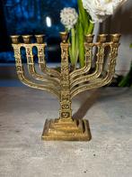 Antieke 7-armige Joodse Menora kandelaar 16 x 14,5 cm, Ophalen of Verzenden, Koper of Brons