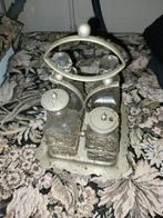 Vintage Zilveren Zout- en Peperstel met Kristallen Accenten, Antiek en Kunst, Antiek | Woonaccessoires, Ophalen