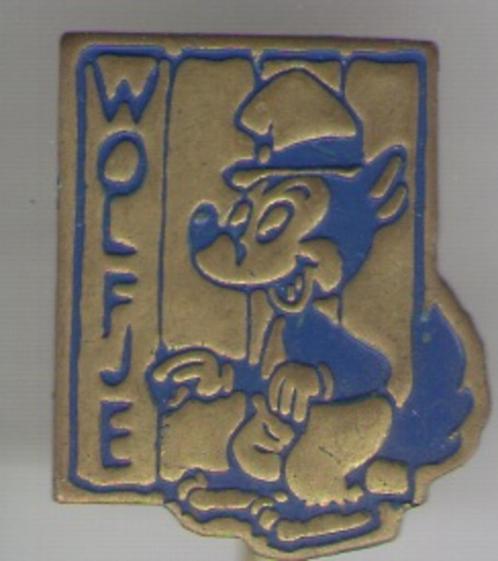 Wolfje blauw op koper stripfiguur speldje ( S_078 ), Verzamelen, Speldjes, Pins en Buttons, Nieuw, Speldje of Pin, Figuurtje, Verzenden