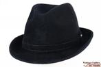 Vintage Gleufhoed Mayser donker blauw 55 = S tot XS, Ophalen of Verzenden, Hoed, Mayser, 57 cm (M, 7⅛ inch) of minder