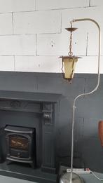 Antieke hanglamp, glazen lantaarn in metalen houder. S22, Tweedehands verkoop, Tweedehands verkoop, Gebruikt, Ophalen of Verzenden
