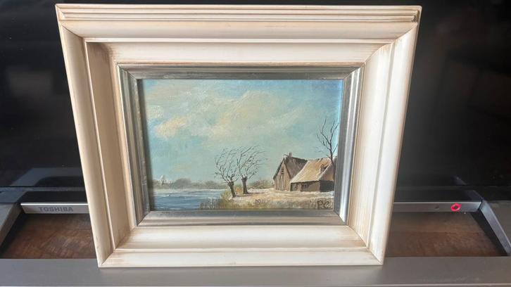 Sfeervol Winterlandschap olieverf Kunsthandel 't Versteke, Antiek en Kunst, Kunst | Schilderijen | Klassiek, Ophalen