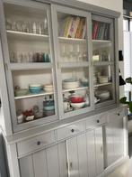 Houten servieskast 160 breed, Huis en Inrichting, Kasten | Buffetkasten, Ophalen, Landelijk modern, 200 cm of meer, Glas