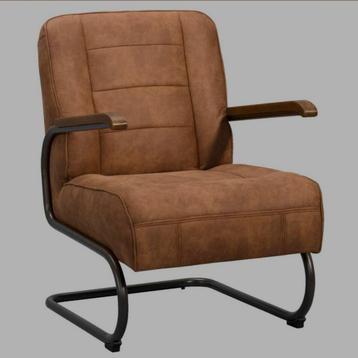 Cognac Kleurige Fauteuil met Metalen Frame beschikbaar voor biedingen