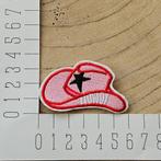 Strijk embleem applicatie Patch Roze cowboyhoed met ster en