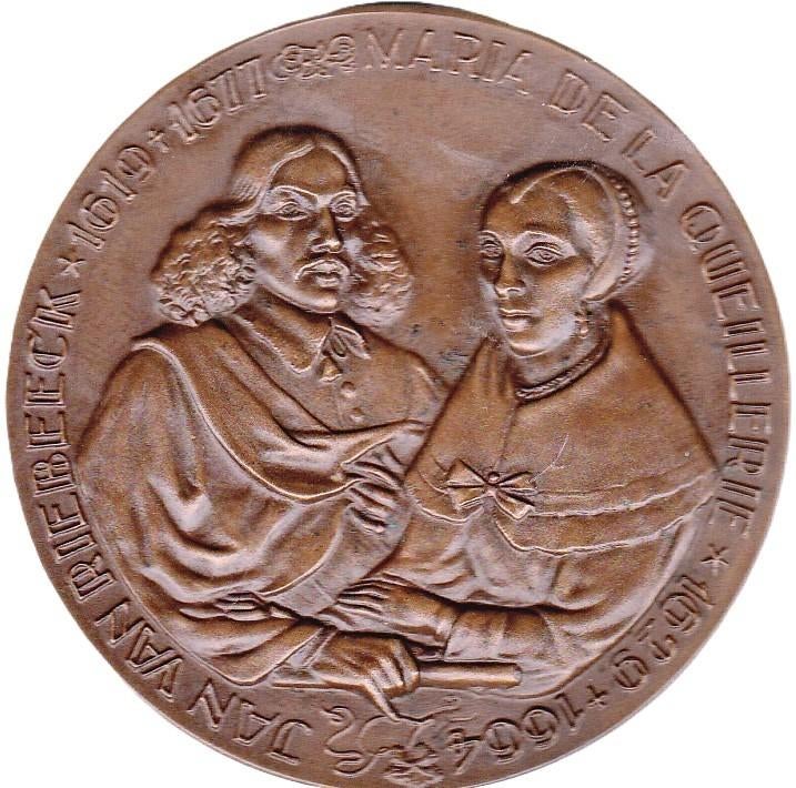 JAN VAN RIEBEECK 1619 - 1777 MARIA DE LA QUEILLERIE 1629 ..., Postzegels en Munten, Penningen en Medailles, Overige materialen