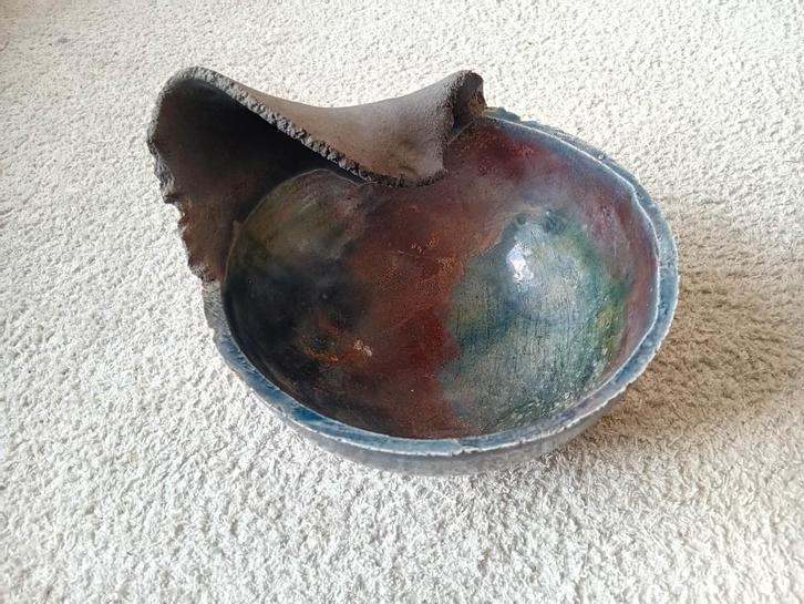 Keramische Kunst Schaal Raku Techniek, Antiek en Kunst, Antiek | Keramiek en Aardewerk, Ophalen of Verzenden