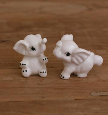 Olifant keramieke beeldjes vintage set van 2 wit antiek beschikbaar voor biedingen