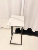 Laptoptafel - Marmer Wit Blad & Zwart Metaal Poten, Ophalen, Minder dan 45 cm, Minder dan 55 cm, Metaal of Aluminium