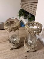 Windlicht brocante taupe kleur, Ophalen of Verzenden, Zo goed als nieuw, Overige materialen, Minder dan 25 cm