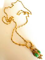 Lange goudkleurige horloge ketting met hanger, Sieraden, Tassen en Uiterlijk, Gebruikt, Ophalen of Verzenden, Goud, Overige materialen