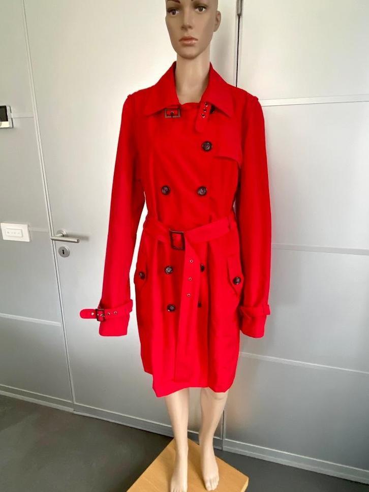 J448 Anna maat 38/40=M trenchcoat jas tussenjas rood coat, Kleding | Dames, Jassen | Zomer, Zo goed als nieuw, Maat 38/40 (M)