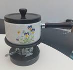 Vintage Fondueset met bloemmotief, Ophalen of Verzenden, Gebruikt, Brander, Fondueset
