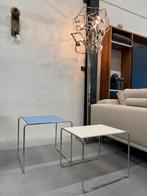 2 Showmodel Ronald schmitt salontafel bijzettafel Blauw wit, Huis en Inrichting, Tafels | Salontafels, Nieuw, Minder dan 50 cm