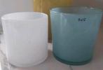 Dutz glazen potten, vazen wit, blauw, Minder dan 50 cm, Glas, Ophalen of Verzenden, Wit