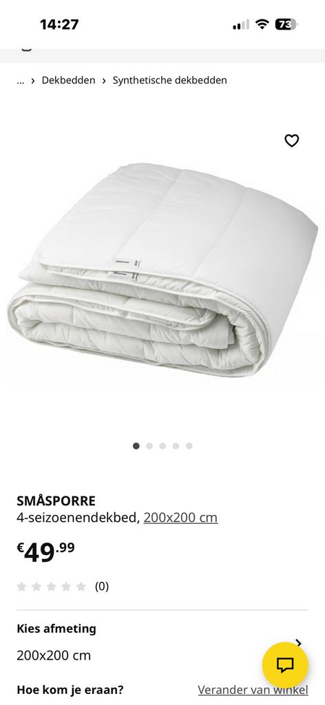 Nieuw 4 seizoenen dekbed ikea Smasporre 200x200, Huis en Inrichting, Slaapkamer | Beddengoed, Wit, Tweepersoons, Ophalen of Verzenden
