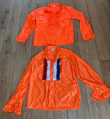 2x oranje ruches blouse maat L Holland carnaval optocht beschikbaar voor biedingen