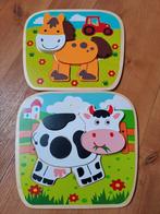 2 houten kinder puzzels, Kinderen en Baby's, Speelgoed | Kinderpuzzels, Ophalen, Minder dan 10 stukjes, Zo goed als nieuw, 6 maanden tot 2 jaar