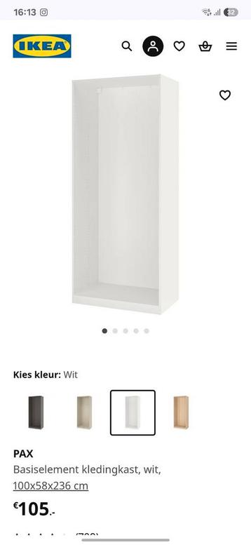 3 x basiselementen pax kasten te koop. 
