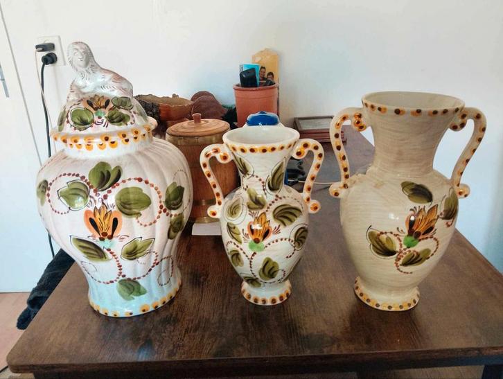 Vintage Majolica Vazen Set, Antiek en Kunst, Antiek | Vazen, Ophalen of Verzenden