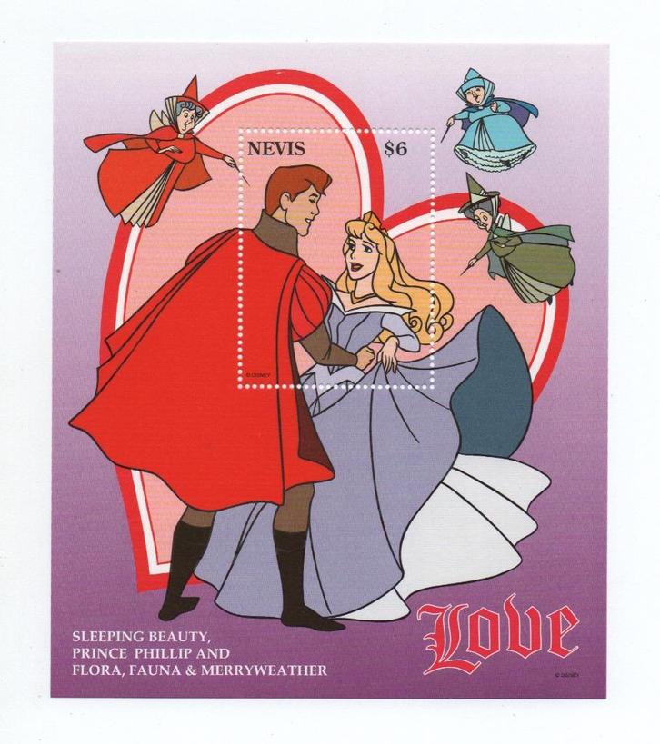 Disney Doornroosje - Nevis - Postfris, Postzegels en Munten, Postzegels | Thematische zegels, Postfris, Overige thema's, Verzenden