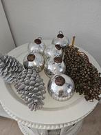 Craquele zilveren glazen kerstballen groot 6x, Ophalen of Verzenden, Zo goed als nieuw