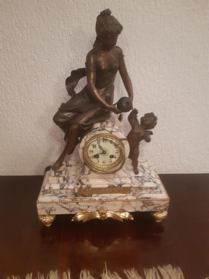 Franse marmeren pendule, grandioos mooi, Antiek en Kunst, Antiek | Klokken, Ophalen