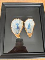 Boertje en boerinnetje op oesters in lijst., Huis en Inrichting, Ophalen of Verzenden, Nieuw, Hout, Minder dan 50 cm