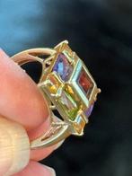 9 karaat Gouden ring met granaat amethist peridot en citrien, Verzenden, Met edelsteen, Dame, Goud