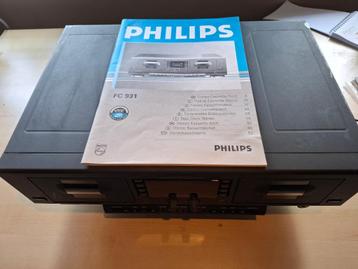 Philips FC931 Double auto reverse Cassetedeck incl manual beschikbaar voor biedingen