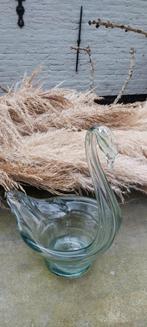 Vintage Glazen Zwaan Vaas, Gebruikt, Overige kleuren, Ophalen of Verzenden, Glas