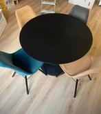 Zwarte ronde eettafel (100cm), Huis en Inrichting, Tafels | Eettafels, Ophalen, 100 tot 150 cm, Rond, Zo goed als nieuw