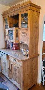 antieke buffetkast, eeuw oud, facet geslepen ruitjes, Huis en Inrichting, Ophalen, Gebruikt, 100 tot 150 cm, Glas
