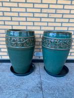 Plantenpot 2 st., Tuin en Terras, Bloempotten, Gebruikt, Rond, Tuin, Aardewerk