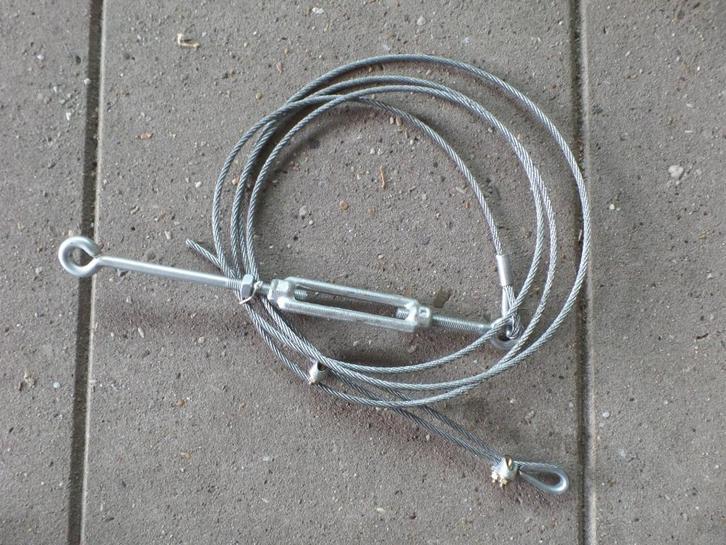 Kabelset, kabeloog en spanner op 3,35 m 6 mm kabel-(#8608), Doe-het-zelf en Verbouw, IJzerwaren en Bevestigingsmiddelen, Zo goed als nieuw