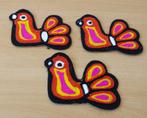 3 Retro Kledingapplicaties Vogels, Nieuw, Ophalen of Verzenden, Nvt, Overige applicaties
