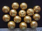 14 glas parels 12mm. oranje geel, Ophalen of Verzenden, Nieuw, Kraal