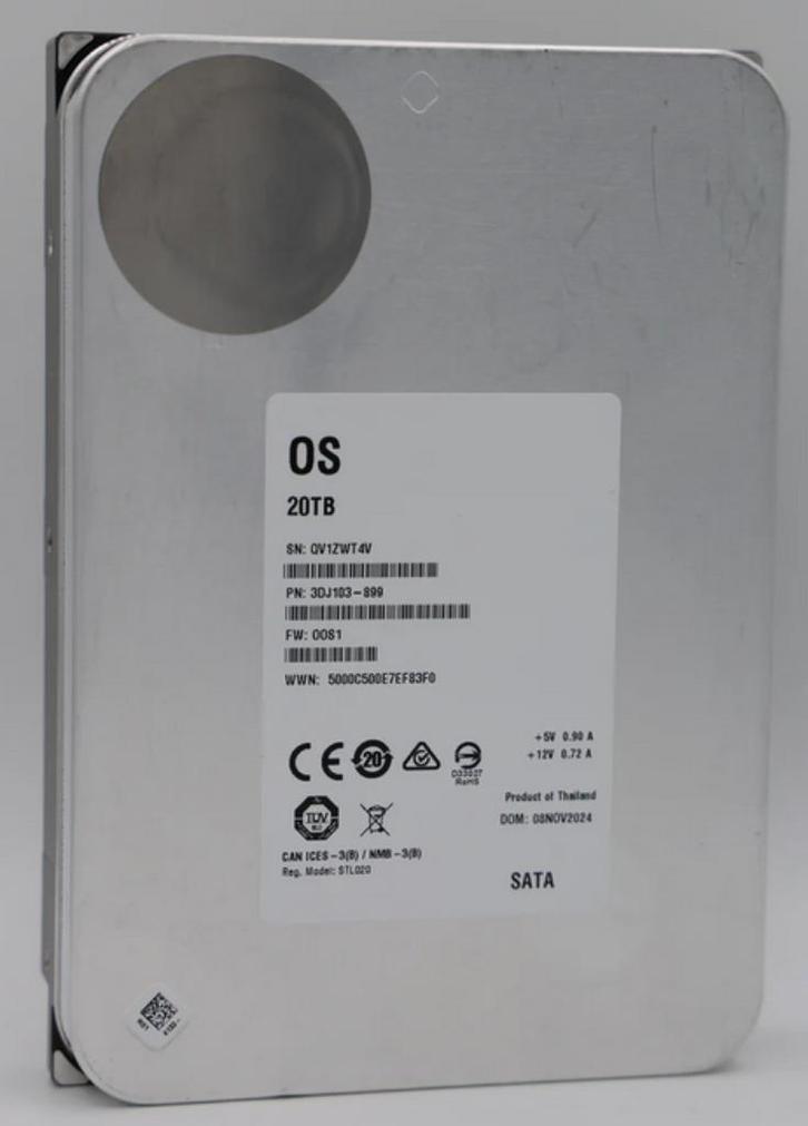 seagate exos x20 - 20 TB white label, Computers en Software, Harde schijven, Zo goed als nieuw, Server, Extern, HDD, SATA, Ophalen