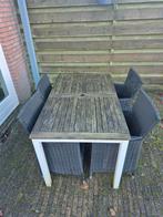 Tuinset (tafel + 4 stoelen met kussentjes), Tuin en Terras, Tuinsets en Loungesets, Ophalen, Gebruikt