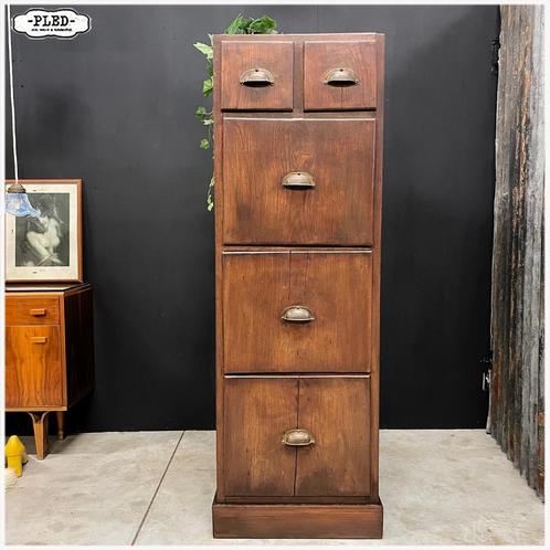 Oude houten ladekast Archiefkast Kast, Huis en Inrichting, Kasten | Ladekasten, Gebruikt, 150 tot 200 cm, Minder dan 50 cm, 50 tot 75 cm