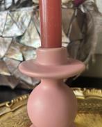 Kandelaar mat roze vintage, Ophalen of Verzenden, Zo goed als nieuw, Overige materialen, Minder dan 25 cm