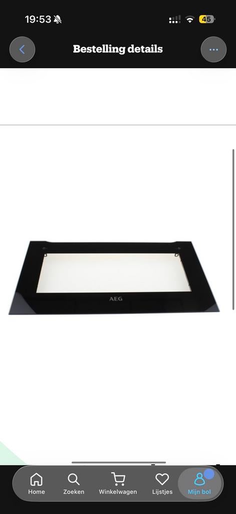 AEG ovendeur glas 140063857019, Ophalen of Verzenden, 45 tot 60 cm