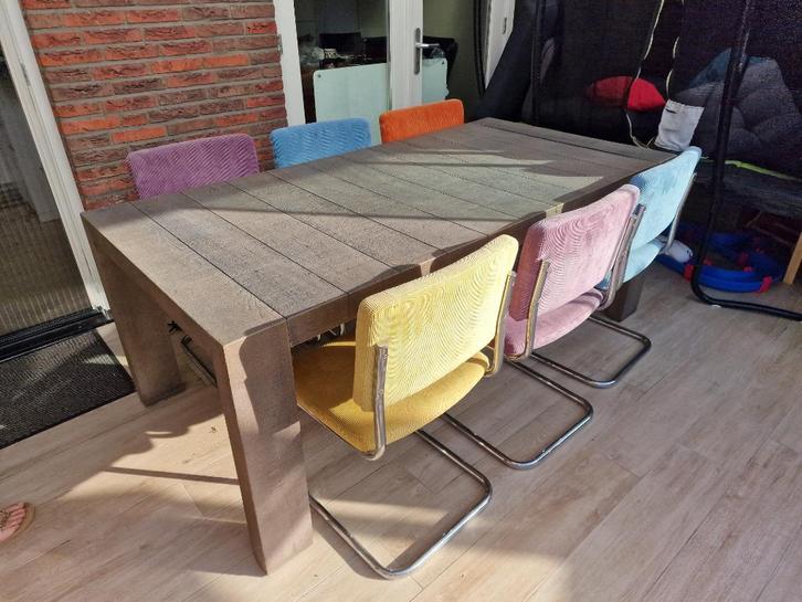 Grote Eettafel - Uitschuifbaar - 2m tot 3m - Grijs hout, Huis en Inrichting, Tafels | Eettafels, Gebruikt, 50 tot 100 cm, 200 cm of meer