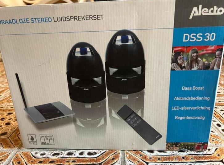 Nieuw in doos: Alecto DSS 30 Draadloze Stereo Luidsprekerset, Audio, Tv en Foto, Luidsprekers, Nieuw, Front, Rear of Stereo speakers